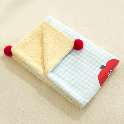 Plaid Apple Premium Soft Fleece Dog Bed Mat/Quilt (XL Size 100 x 70 CM) - All-Season Reversible Warm Cat Nap Pad.