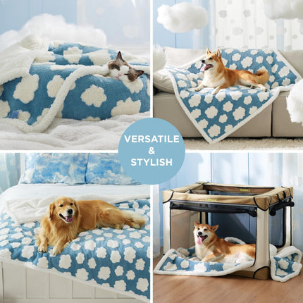 100 x 130 CM Waterproof Soft Sherpa Fleece Pet Blanket (Purple Gingham) - Reversible Thickened Furniture Protector for Dogs & Cats.