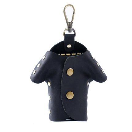 Black Genuine Crazy Horse Leather Key Case Creative Jacket Shape Holder Vintage Cowhide Pouch for Car Fob & House Keys Brown.