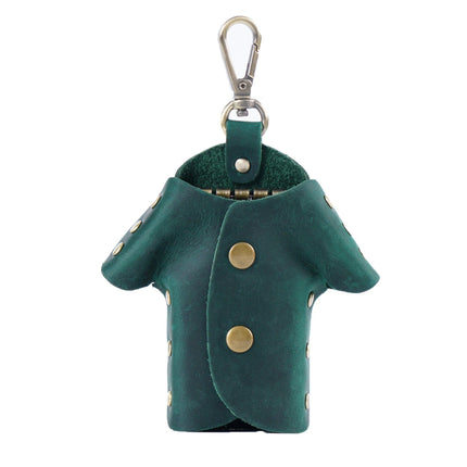 Green Genuine Crazy Horse Leather Key Case Creative Jacket Shape Holder Vintage Cowhide Pouch for Car Fob & House Keys Brown.