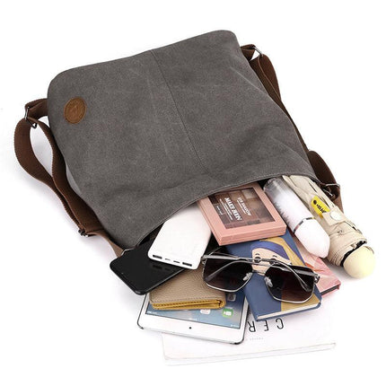 Coffee Versatile 3-in-1 Canvas Backpack and Shoulder Bag Large Capacity Handbag for Women Ideal for Travel School and Everyday Use.
