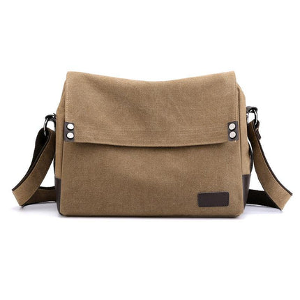 Brown Men's Large Capacity Canvas Messenger Bag Lightweight Multi-Pocket Crossbody Shoulder Bag for Work Casual Travel iPad Compatible.