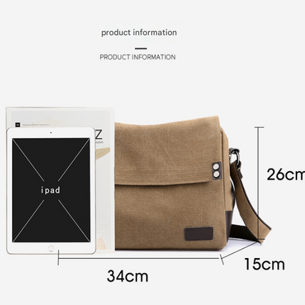 Brown Men's Large Capacity Canvas Messenger Bag Lightweight Multi-Pocket Crossbody Shoulder Bag for Work Casual Travel iPad Compatible.