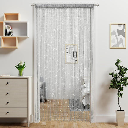 White 2 Pack Sparkle String Door Curtains 100x200cm Glitter Sequin Tassel Room Divider for Australian Home Decor and Parties.
