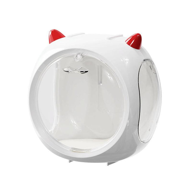 White Cute Magnetic Display Case - Dustproof 'Space Capsule' Box for Figures & Collectibles.