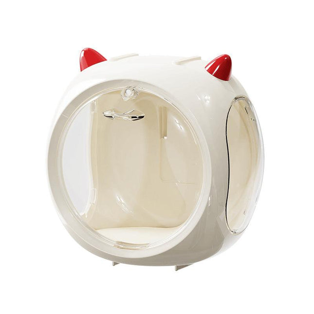Beige Cute Magnetic Display Case - Dustproof 'Space Capsule' Box for Figures & Collectibles.