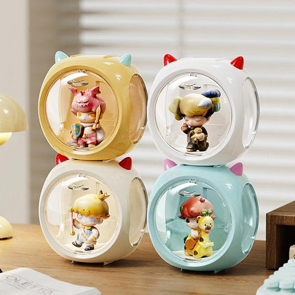 Yellow Cute Magnetic Display Case - Dustproof 'Space Capsule' Box for Figures & Collectibles.
