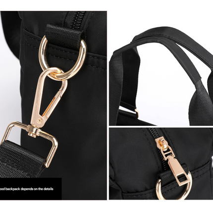 Black Women's Large Capacity Water-Resistant Nylon Handbag Multi-Compartment Crossbody Shoulder Bag for Work Travel and Daily Use 30cm.
