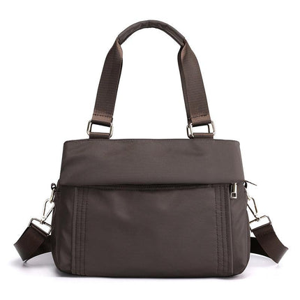 Brown Women's Large Capacity Water-Resistant Nylon Handbag Multi-Compartment Crossbody Shoulder Bag for Work Travel and Daily Use 30cm.