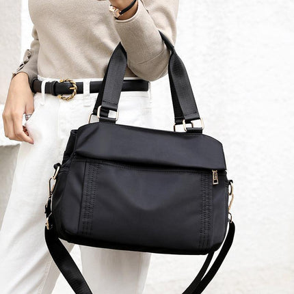 Brown Women's Large Capacity Water-Resistant Nylon Handbag Multi-Compartment Crossbody Shoulder Bag for Work Travel and Daily Use 30cm.