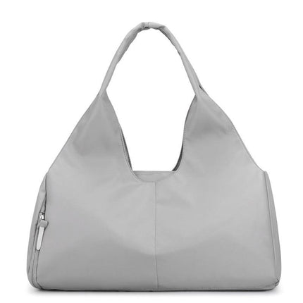 Grey Large Capacity Travel Duffel Bag - Lightweight Sports Gym Bag with Dry Wet Separation for Weekend Getaways and Business Trips.