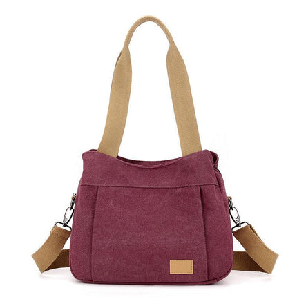Purple Multi-functional Large Capacity Canvas Tote Bag - Versatile 3-Way Adjustable Shoulder and Crossbody Handbag for Work, Travel, and Daily Use.