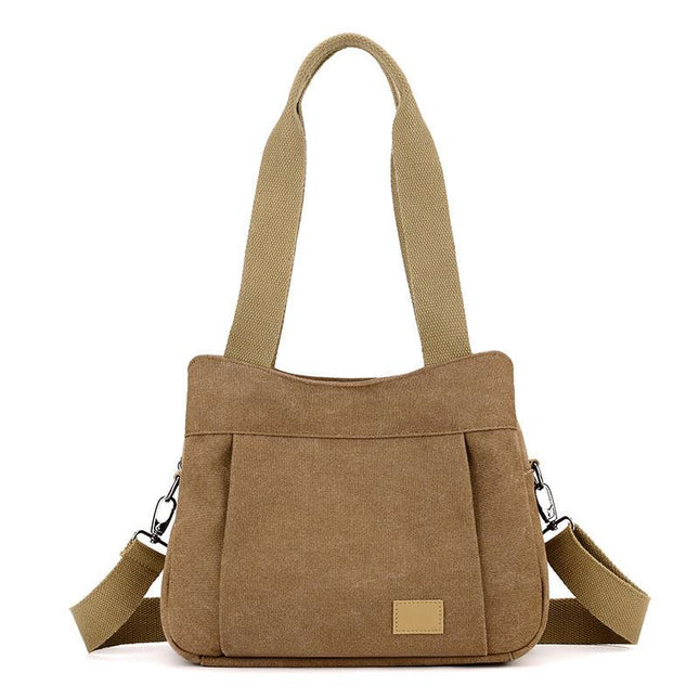 Coffee Multi-functional Large Capacity Canvas Tote Bag - Versatile 3-Way Adjustable Shoulder and Crossbody Handbag for Work, Travel, and Daily Use.