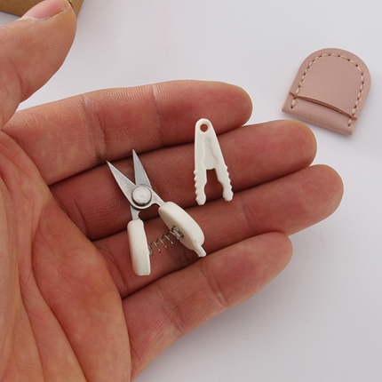 Purple Ultra-Portable Mini Precision Scissors Set - Compact 7cm Craft Snips with Safety Cap, Leather Sheath, and Keychain Hook for Travel and DIY.