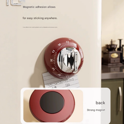 Green Magnetic Mechanical Kitchen Timer - 60-Minute Visual Countdown Clock for Cooking, Study, and Kids Time Management - No Battery Required.