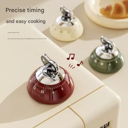 Red Magnetic Mechanical Kitchen Timer - 60-Minute Visual Countdown Clock for Cooking, Study, and Kids Time Management - No Battery Required.