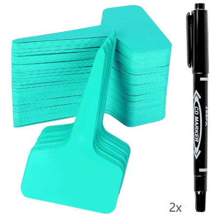 Green 200 Pack Waterproof Plant Labels T-Type Garden Tags with 2 Marking Pens for Succulents Flowers Seedlings and Aussie Home Gardening Identification.