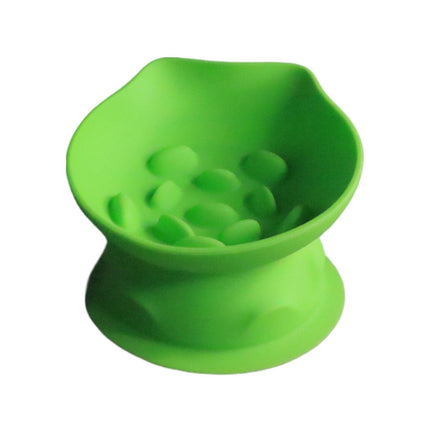 S Green 2-Piece Elevated Silicone Pet Bowl Set - Slanted Neck Protection Cat Bowl with Anti-Slip Suction Base for Cats and Small Dogs.