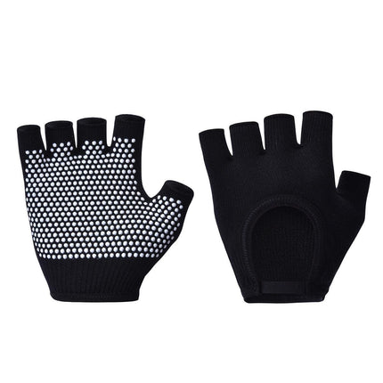 Black 2-Pack Women's Non-Slip Yoga Gloves - Open Back Half Finger Cotton Stretchy Grip Gloves for Aerial Yoga, Pilates, and Fitness.