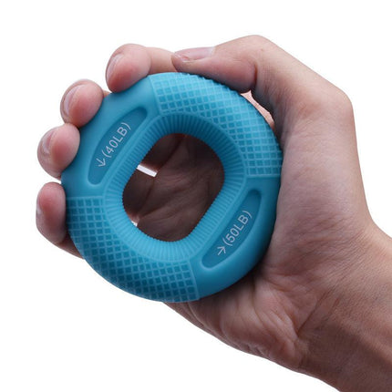 Blue 40/50LB 2-Pack Silicone Hand Grip Strengthener Rings - Dual-Resistance Finger Exerciser and Forearm Trainer for Muscle Recovery and Carpal Tunnel Prevention.