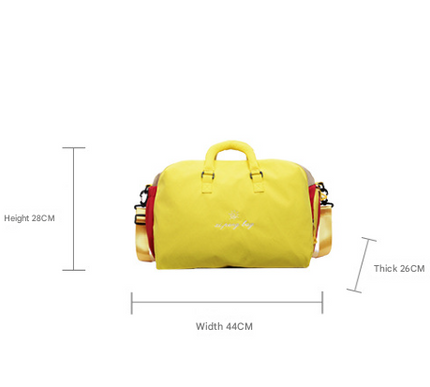 Yellow Color-Block Travel Bag - Large Capacity Women's Handbag for Leisure, Gym, and Weekend Trips - Versatile Shoulder & Crossbody Bag.