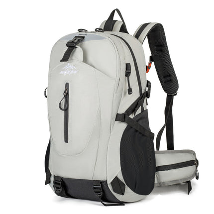 Grey Professional Large Capacity Hiking Backpack - Waterproof Lightweight Outdoor Trekking Rucksack with Hydration Port and Emergency Safety Whistle.