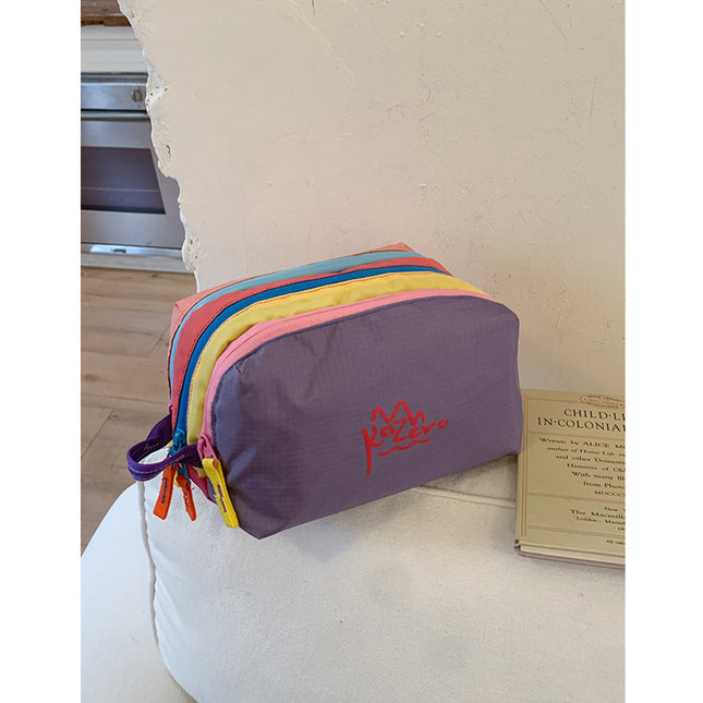 Purple Trendy Color-Block Outdoor Waterproof Nylon Crossbody Bag - Niche Lightweight Chest Bag and Phone Pouch for Travel and Sports.