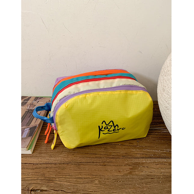 Yellow Trendy Color-Block Outdoor Waterproof Nylon Crossbody Bag - Niche Lightweight Chest Bag and Phone Pouch for Travel and Sports.