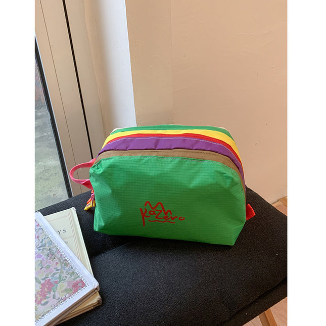 Green Trendy Color-Block Outdoor Waterproof Nylon Crossbody Bag - Niche Lightweight Chest Bag and Phone Pouch for Travel and Sports.