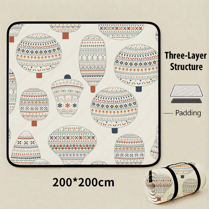 Hot-air Balloon Flight Extra Large 200x200cm Waterproof Picnic Mat - Portable Thickened Oxford Cloth Outdoor Camping Blanket for Beach, Parks and Family Outings.