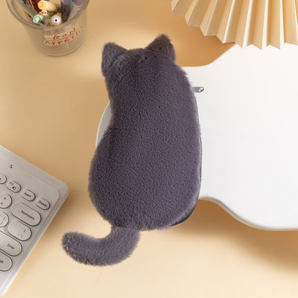 Grey 3-Pack Adorable Plush Cat Pencil Case Set - Large Capacity Kawaii Kitty Shape Stationery Pouch for School, Office and Students.