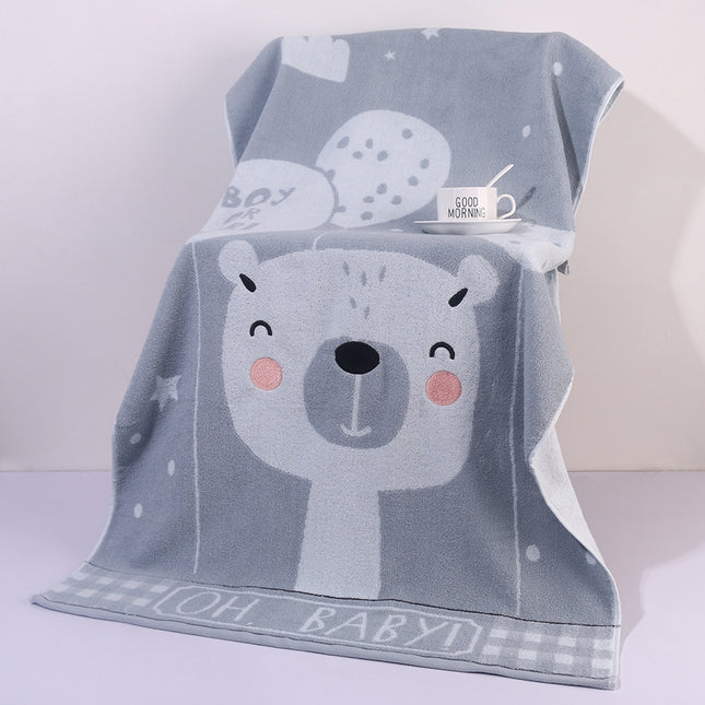 Grey Balloon Deluxe Extra Large Pure Cotton Beach & Bath Towel | Highly Absorbent, Thick 70 x 140 cm | Fun Cartoon Design.