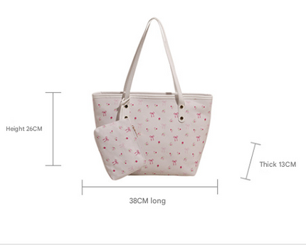 Pink Large Capacity Daily Commuter Tote Bag Set | Versatile Shoulder Handbag with Matching Pouch | 38cm Length Casual Carryall.