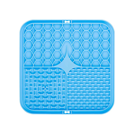 2PCS Blue 20 x 20 cm Silicone Pet Lick Mat | Multi-Zone Slow Feeder Pad with Suction Cups | Anxiety Relief Dog & Cat Bowl.