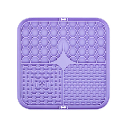 2PCS Purple 20 x 20 cm Silicone Pet Lick Mat | Multi-Zone Slow Feeder Pad with Suction Cups | Anxiety Relief Dog & Cat Bowl.