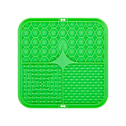 2PCS Green 20 x 20 cm Silicone Pet Lick Mat | Multi-Zone Slow Feeder Pad with Suction Cups | Anxiety Relief Dog & Cat Bowl.