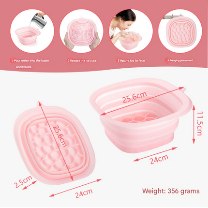 Green Collapsible Silicone Face Ice Basin | Portable Cold Therapy and Beauty Tool | Multi-Use Facial Spa.