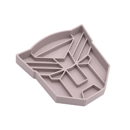 Grey Silicone Anti-Gulping Slow Feeder Mat | Unique Pet Food Maze Design | Non-Slip Suction Base for Dogs and Cats.