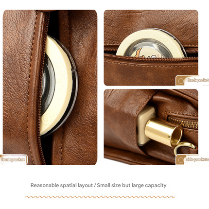 Brown Vintage Look PU Leather Box Bag | Stylish Top Handle Crossbody Tote | Multi-Carry Bucket Bag with Wide Strap.