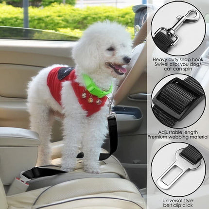Purple 5PCS Universal Adjustable Pet Car Safety Seat Belt | Heavy Duty Retractable Harness Restraint | Anti-Jump Window Safety Clip.