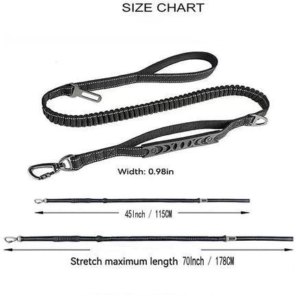 Khaki Heavy Duty Elastic Bungee Dog Leash | Anti-Pull Safety Shock Absorber | Multi-Functional Training Lead for Medium to Large Dogs.