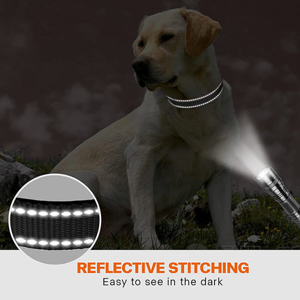 Orange 5pcs Tactical Reflective Dog Collar with Quick-Release Safety Lock | Neoprene Padded Nylon | GPS Tracker Pouch Compatible.