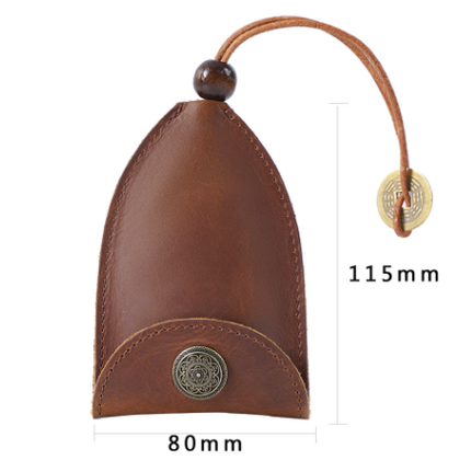 Green Vintage Crazy Horse Leather Key Organizer - Handmade Pull-Out Car Key Case & Home Key Holder with Retro Coin Charm.
