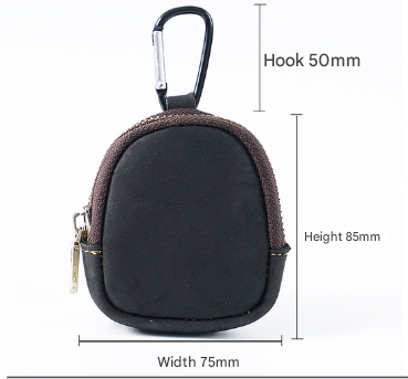 Wine Red Genuine Crazy Horse Leather Mini Coin Purse Zipper Shell Pouch Small Earphone Case Key Holder with Carabiner Clip 8.5cm for Travel.