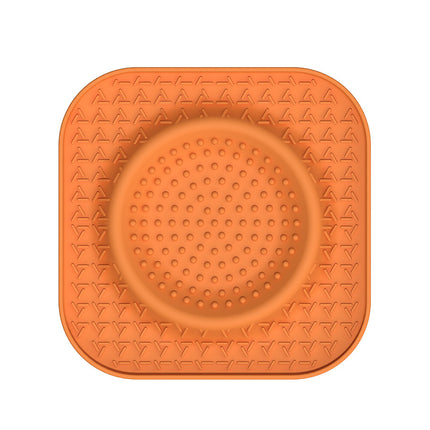 L Orange 2-Pack Premium Silicone Pet Lick Mat - Slow Feeder for Dogs and Cats with Powerful Suction Base - Anxiety Relief and Boredom Buster for Grooming and Bathing.