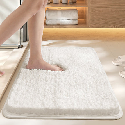 White 40*60cm Luxury 3.5cm Shag Bath Mat | Silver Ion Antibacterial Technology | Quick Dry Non-Slip TPR Bathroom Rug.