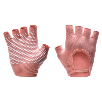 Orange 2-Pack Women's Non-Slip Yoga Gloves - Open Back Half Finger Cotton Stretchy Grip Gloves for Aerial Yoga, Pilates, and Fitness.