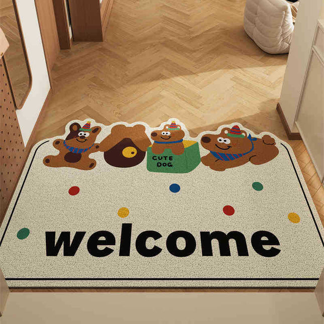 Set of 2 Box Puppy Alien Cartoon PVC Coil Entrance Mats - Non-Slip Dirt Trapping Door Mats (50x80cm).