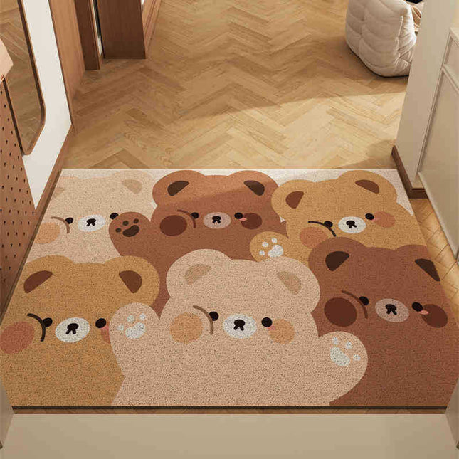 Jumbo Bear Set of 2 Cartoon PVC Coil Entrance Mats - Non-Slip Dirt Trapping Door Mats (50x80cm).