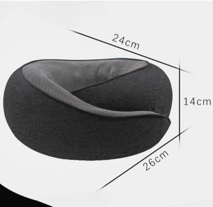 Black Ergonomic Memory Foam Travel Neck Pillow - U-Shaped Support for Naps & Journeys.